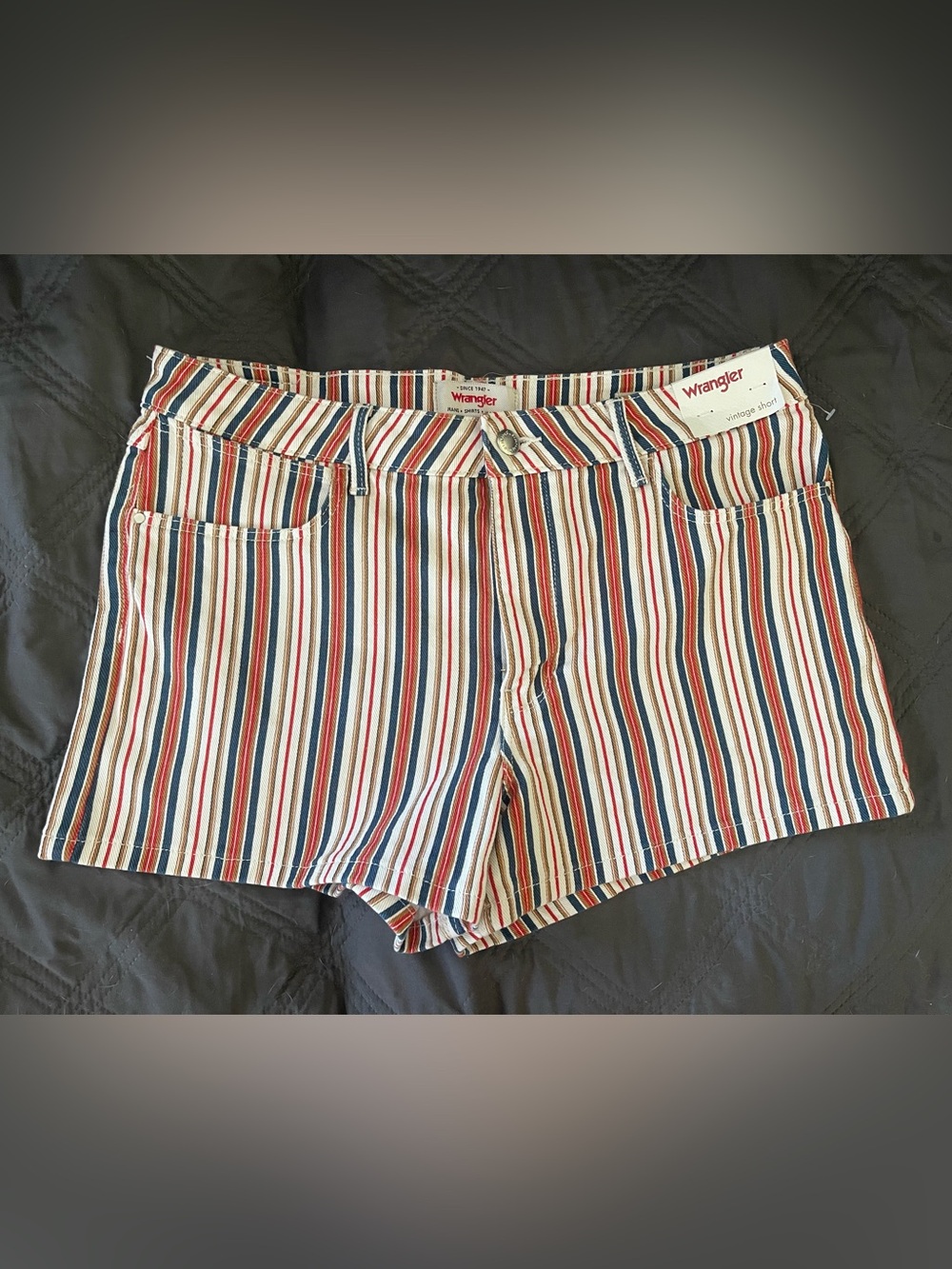 Wrangler Striped Red, Blue & Cream Denim Shorts